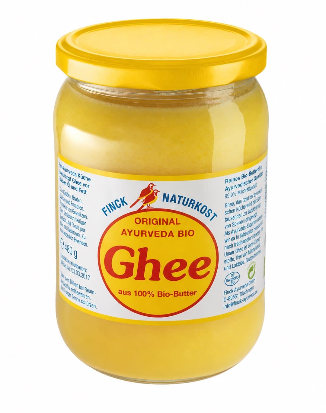 Finck Naturkost - Original Ayurveda Bio Ghee - 480g – Finck Naturkost förpackning