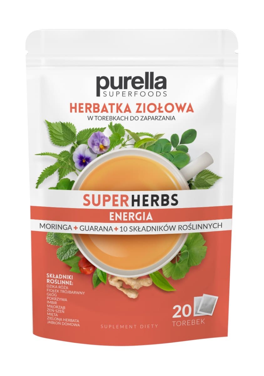 Purella SuperHerbs Herbatka Ziołowa Energia 20 x 1,75 g