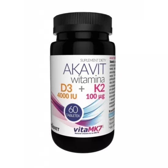 VITADIET Vitamin D3 4000 IU + K2 100 µg Pharmaquinone AKAVIT 60 tabletter