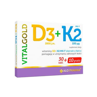 Alg Pharma D3+K2 VitalGold 40 tabletek – Alg Pharma embalagem