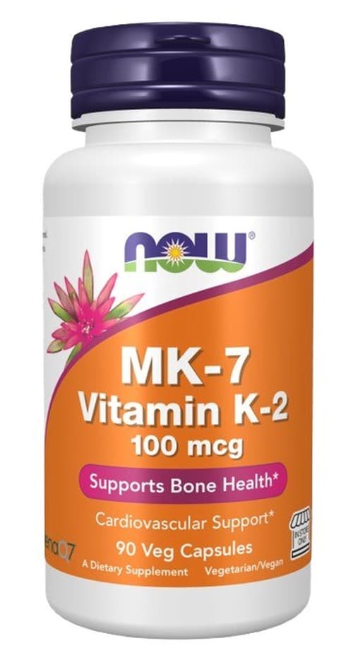 NOW Foods Vitamin K2 MK7 100 mcg vegetariska kapslar – NOW Foods förpackning