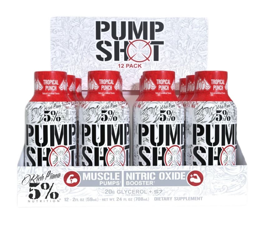 5% Nutrition - Pump Shot, Tropical Punch - 12 x 59ml – 5% Nutrition förpackning