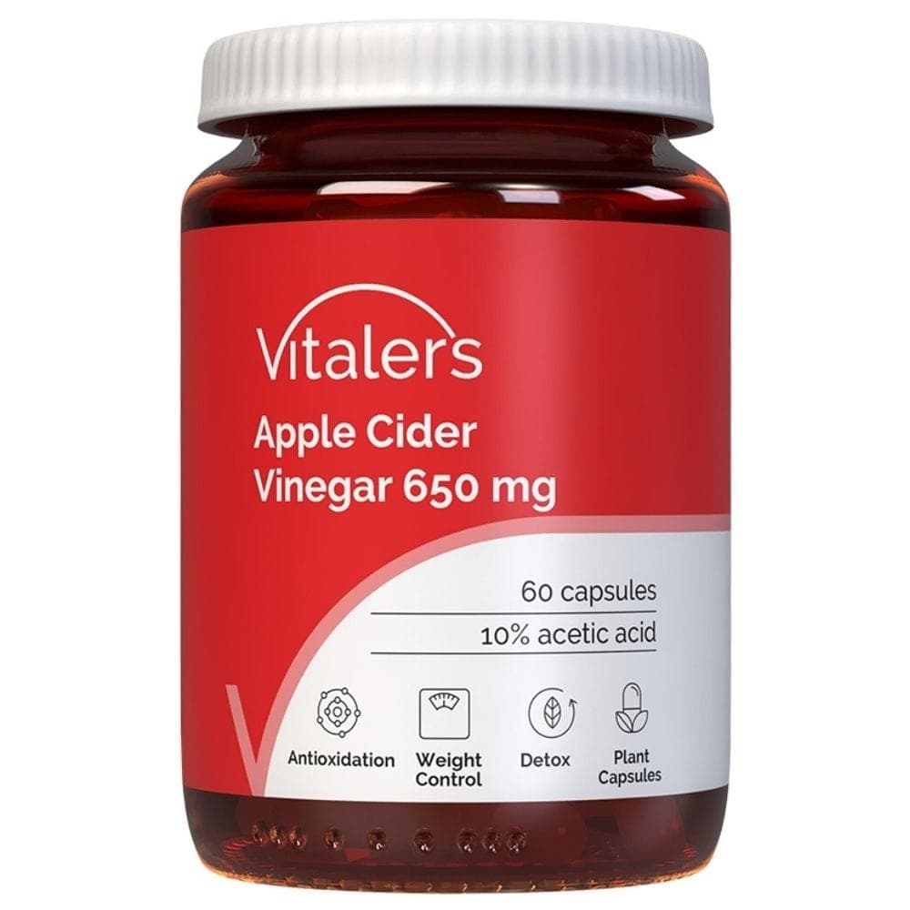 Vitaler's Ocet jabłkowy (Apple cider vinegar) 650 mg 60 kapsułek – Vitaler's förpackning