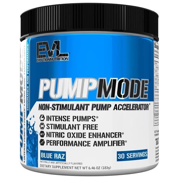 EVLution Nutrition Pumpmode Powder, Blue Raspberry - 183g – EVLution Nutrition förpackning