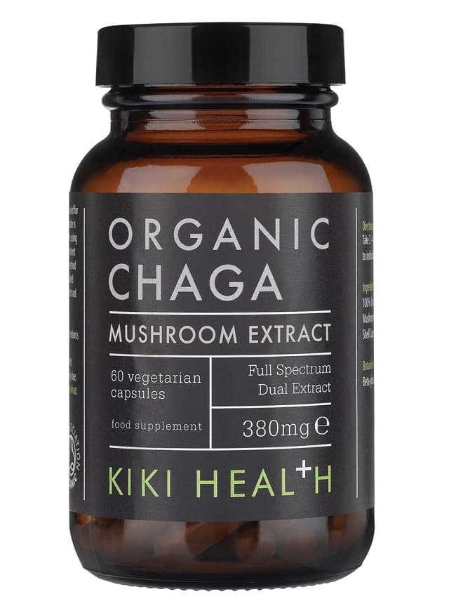 Kiki Health - Organic Chaga Mushroom Extract 300mg, 60 vegetabiliska kapslar – Kiki Health förpackning