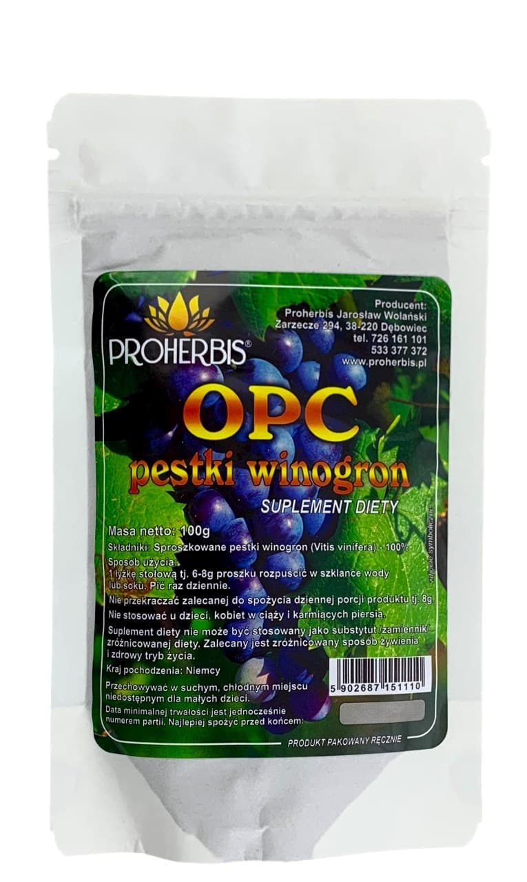 Proherbis - Opc Grape Seed Extract - 100g – Proherbis förpackning