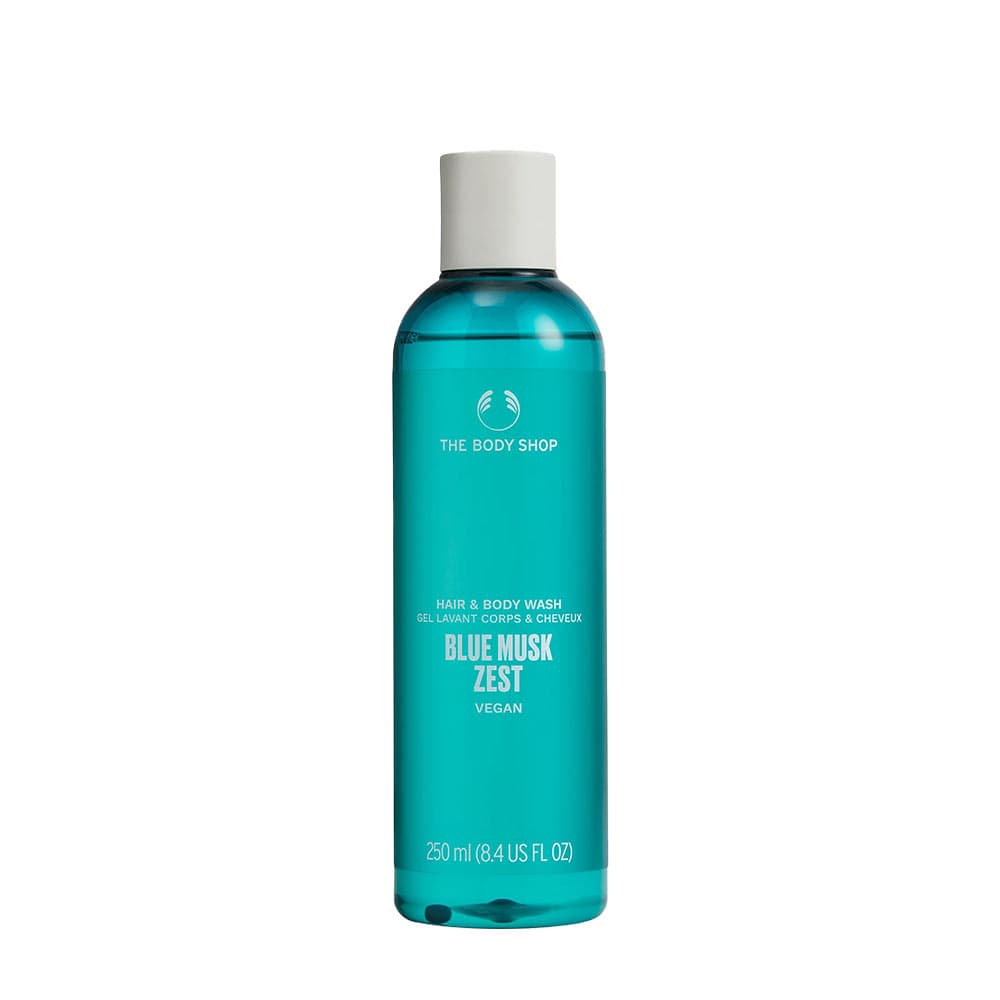 The Body Shop - Blue Musk Zest Hår- och kroppstvätt 250 ml – The Body Shop förpackning