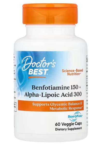 Doctor's Best - Benfotiamine 150 + Alpha-Lipoic Acid 300 - 60 Vcaps – Doctor's Best förpackning