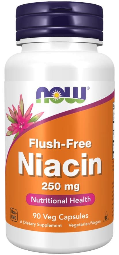 NOW Foods Flush-Free Niacin 500 mg – 30 capsules – NOW Foods emballage