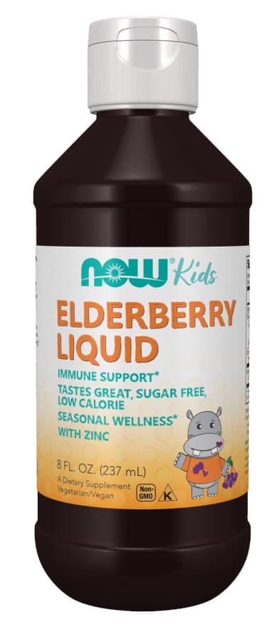 Now Foods Elderberry Liquid För Barn 237ml – NOW Foods förpackning
