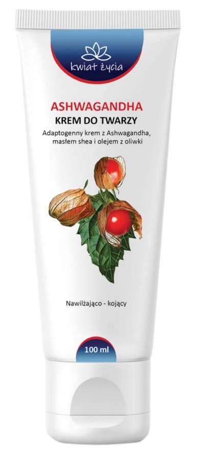 KWIAT ŻYCIA Adaptogen Ansiktskräm med Ashwagandha, Shea & Olivolja 100ml – KWIAT ŻYCIA förpackning