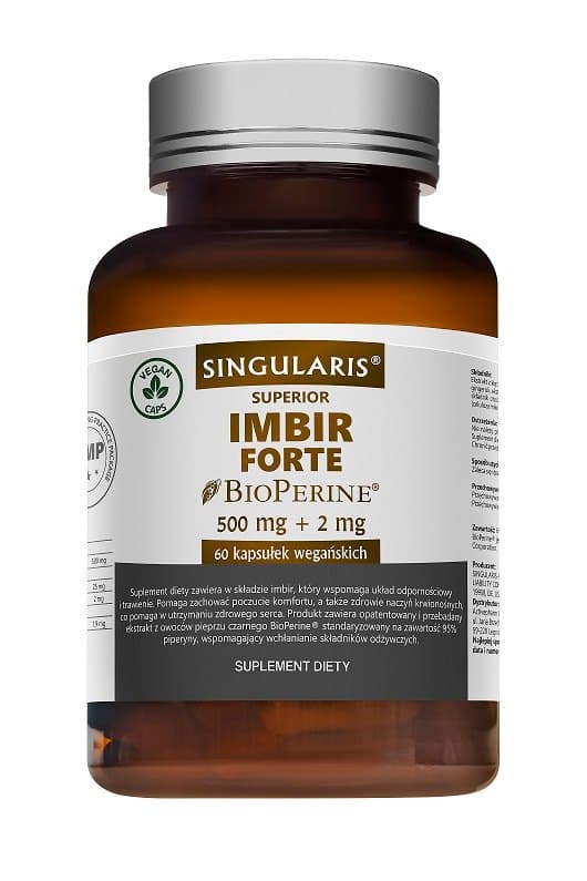 Singularis Imbir Forte BioPerine 500mg+2mg 60 vegane Kapseln – Singularis Verpackung