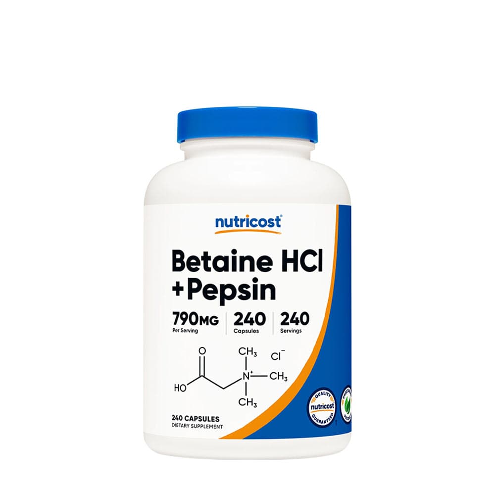 Nutricost - Betaine HCL + Pepsin - 240 kapslar – Nutricost förpackning