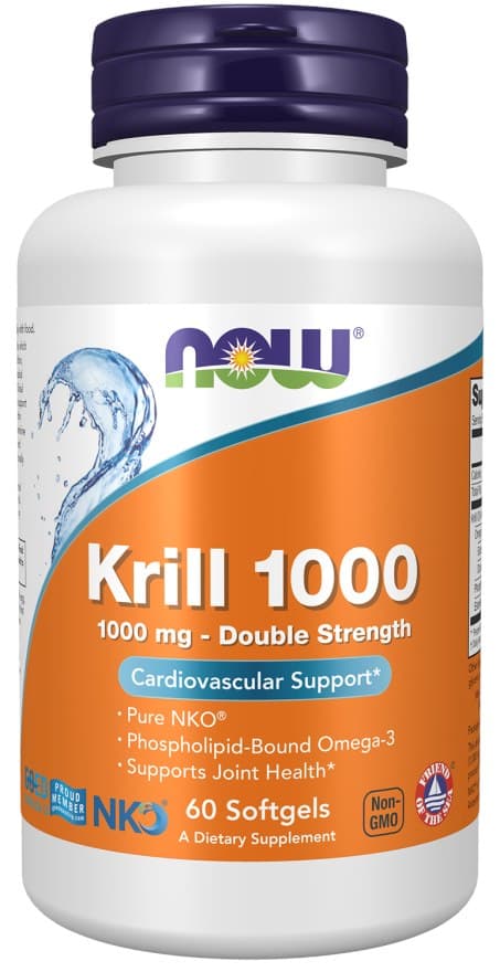 NOW Foods Krill 1000 - 60 Mjukgeléer – NOW Foods förpackning