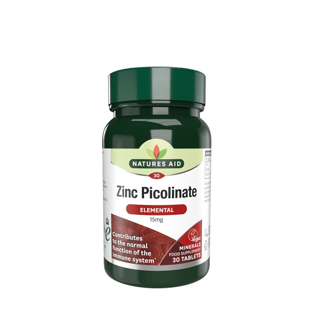 Natures Aid Zinkpicolinat 15 mg - 30 tabletter – Natures Aid förpackning