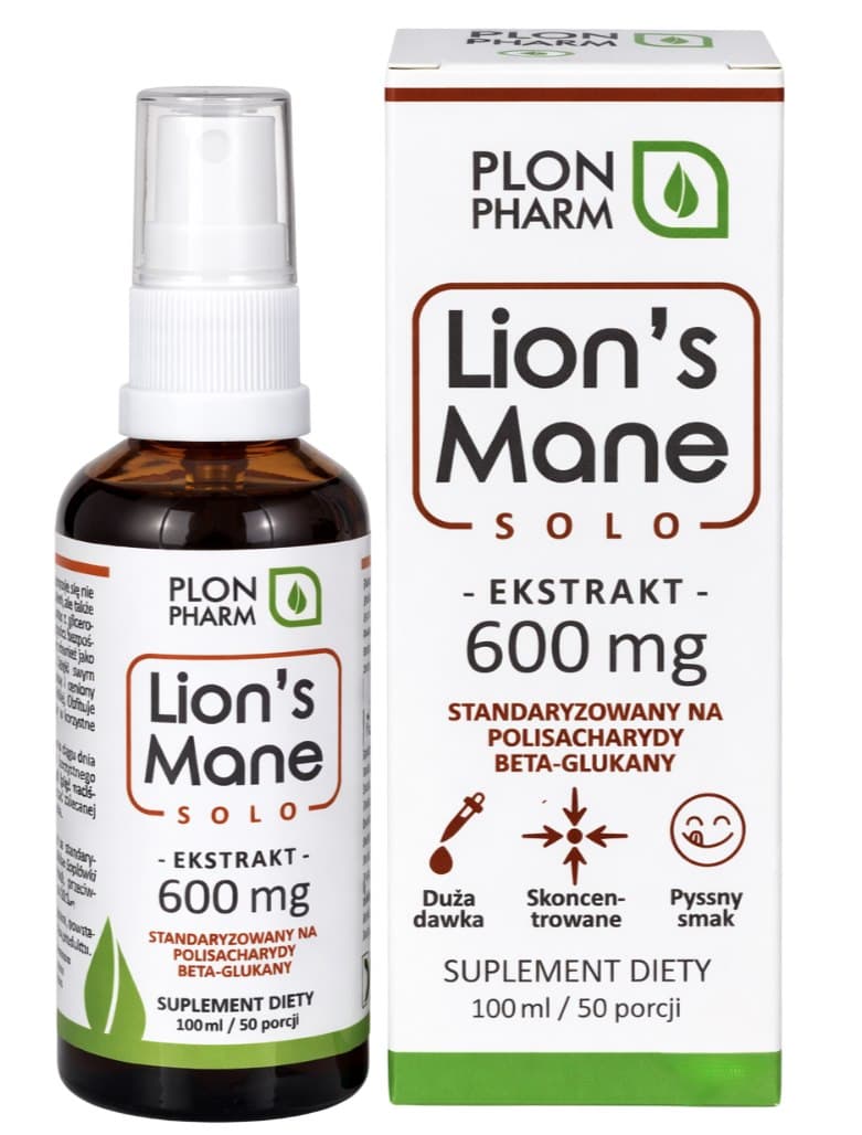 Plon Pharm - Lion'S Mane Solo - 100ml / 50 Servings – Plon Pharm förpackning