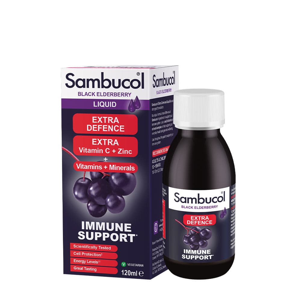 Sambucol - Elderberry Extra Defense Liquid - 120ml – Sambucol förpackning
