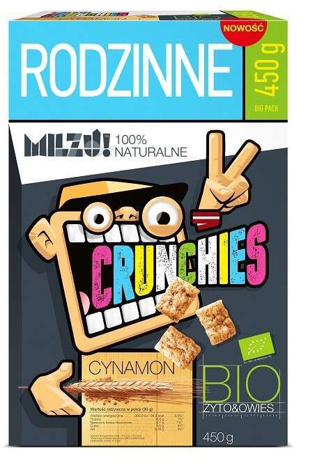 Milzu Crunchies Żytnio-Owsiane Cynamonowe BIO 450 g | Bio Planet – Milzu förpackning