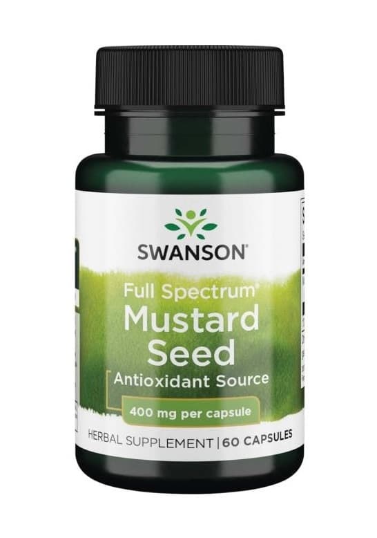 Swanson Full Spectrum Mustard Seed 500 mg – 60 vegetabiliska kapslar – Swanson förpackning