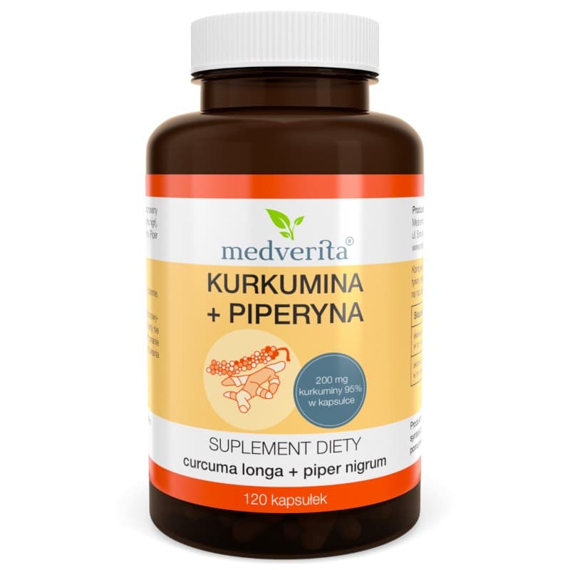 Medverita Kurkumina + Piperyna 120 kapslar – Medverita embalagem