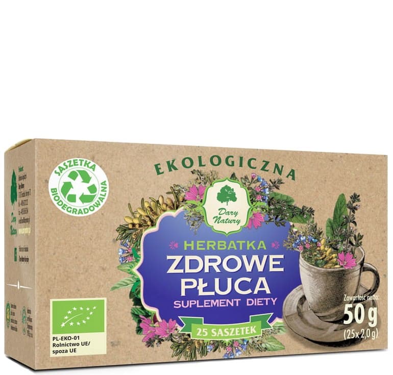 Dary Natury - Healthy Lungs Tea Fix Eko 25 påsar á 2g – Dary Natury förpackning