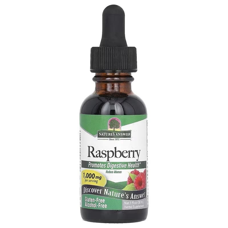 Nature's Answer Raspberry 1:1 alkoholfritt bladextrakt 30ml – Nature's Answer förpackning