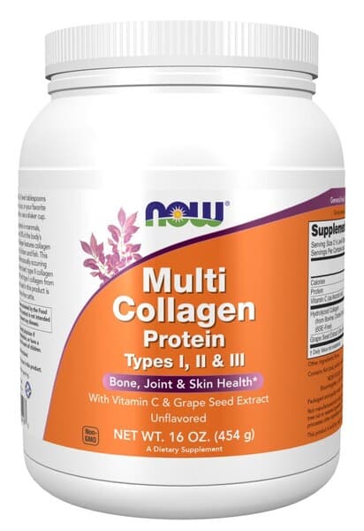 NOW Foods Multi Collagen Protein 454g Pulver – NOW Foods förpackning