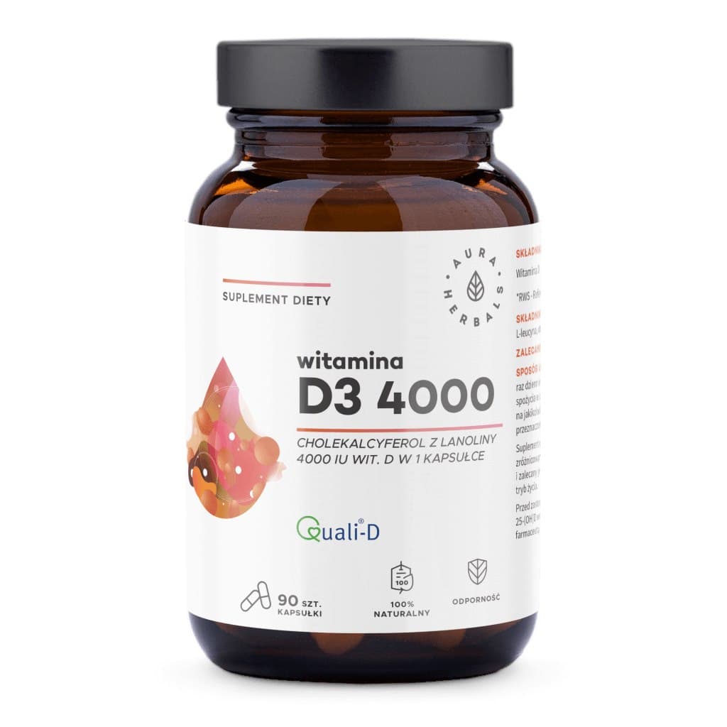 Aura Herbals - Vitamin D3 - 4000IU – Aura Herbals förpackning