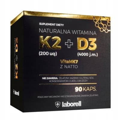 Laborell Witamina D3 4000 IU i K2 200 µg 90 kapsułek – Laborell förpackning
