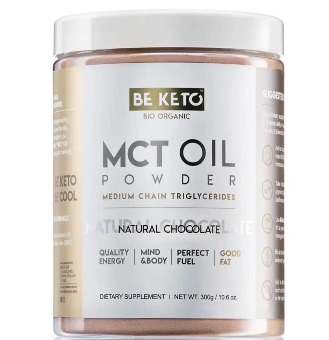 BeKeto Olej MCT i pulverform med chokladsmak 300 g – BeKeto opakowanie