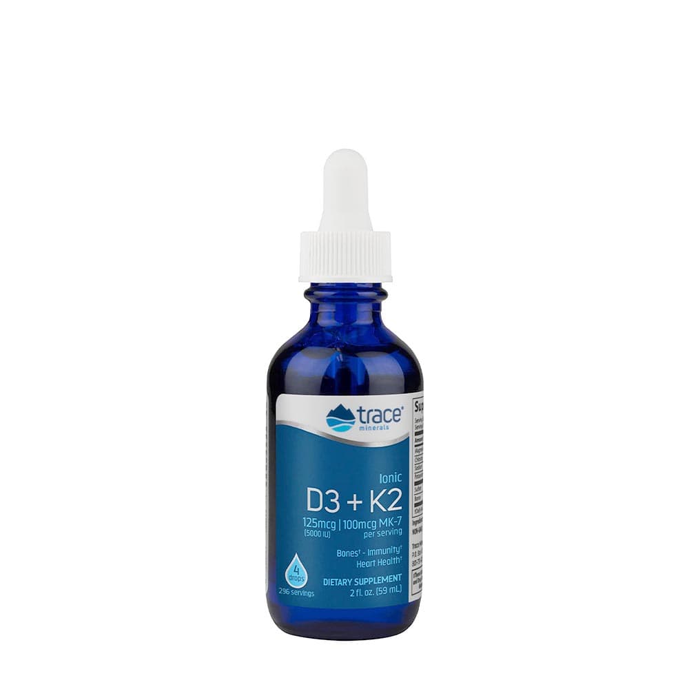 Trace Minerals - Ionic D3 + K2 - Flytande 59 ml – Trace Minerals förpackning