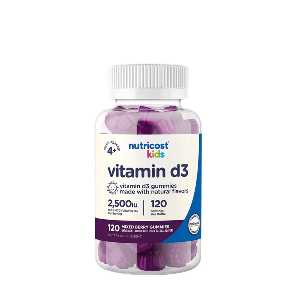 Nutricost Kids Vitamin D3 Gummies 2500 IE – 120 tuggummi – Nutricost förpackning