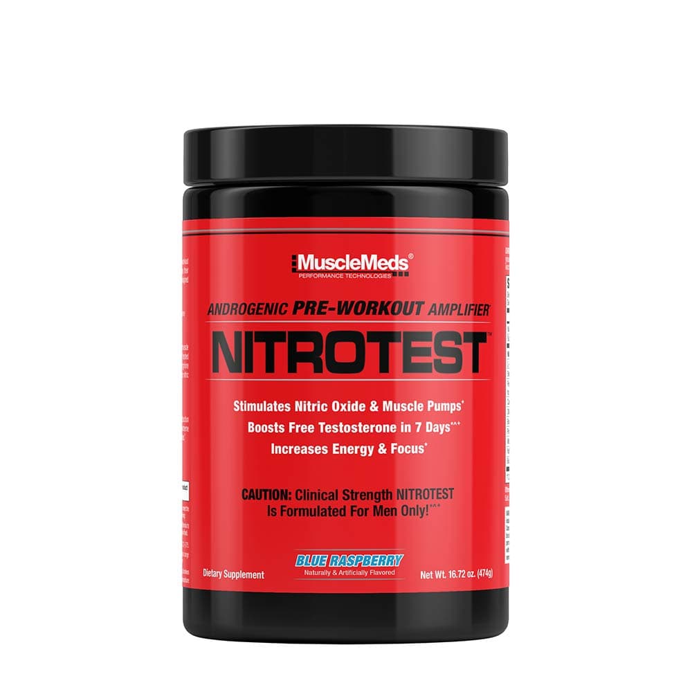 MuscleMeds Nitrotest Blue Raspberry 474g – 30 portioner – MuscleMeds förpackning