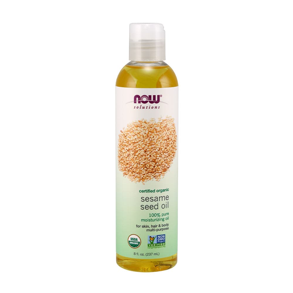 NOW Foods Ekologisk Sesamolja 237 ml – NOW Foods förpackning