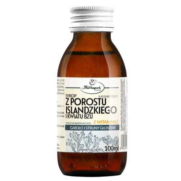 Herbapol Kraków - Iceland Moss och Fläderblomssirap med Vitamin C 100ml – Herbapol Kraków förpackning