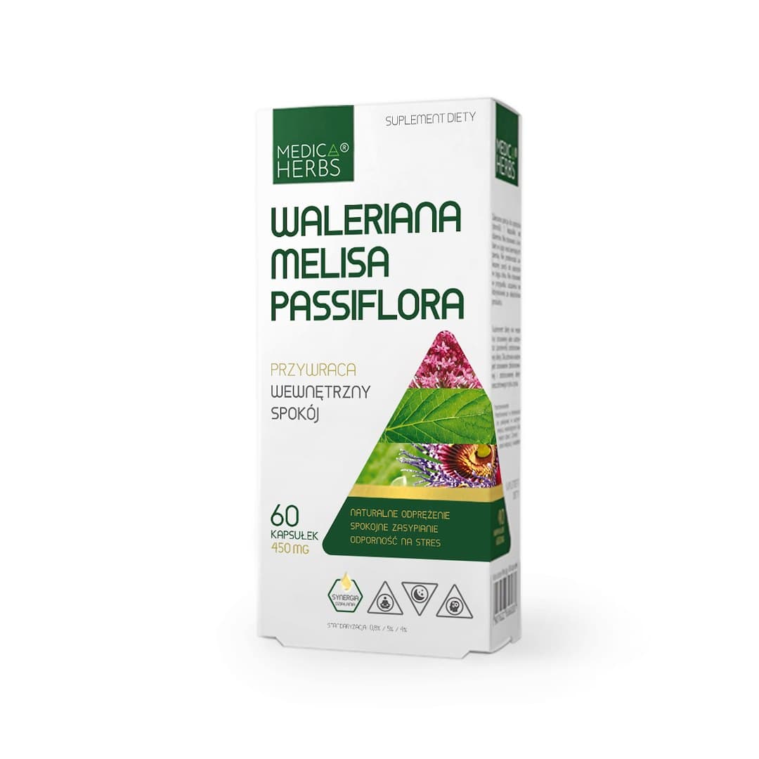Medica Herbs - Valerian Melissa Passionflower, 60 kapslar – Medica Herbs förpackning