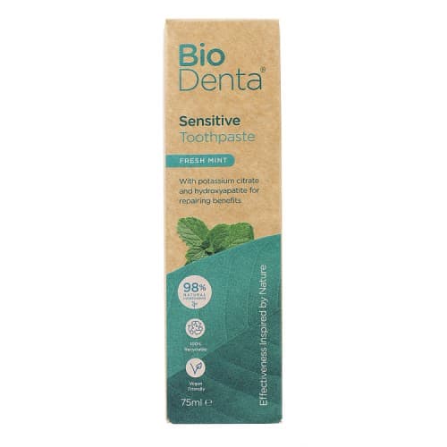 BioDenta Beconfident Sensitive Toothpaste Fresh Mint 75ml – BioDenta förpackning