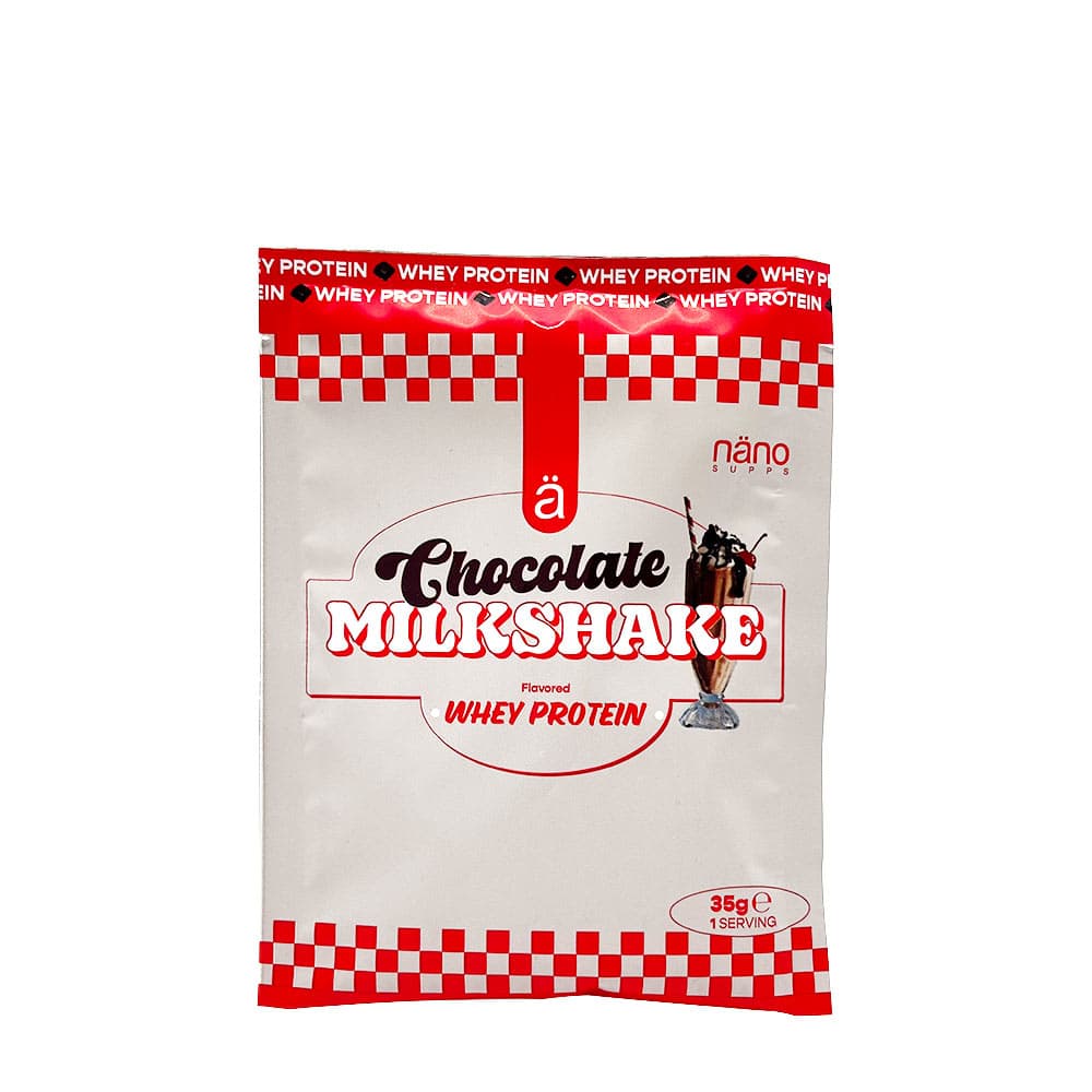 nano supps - Chocolate Milkshake Flavored Whey Protein - 35g – Nanosupps förpackning