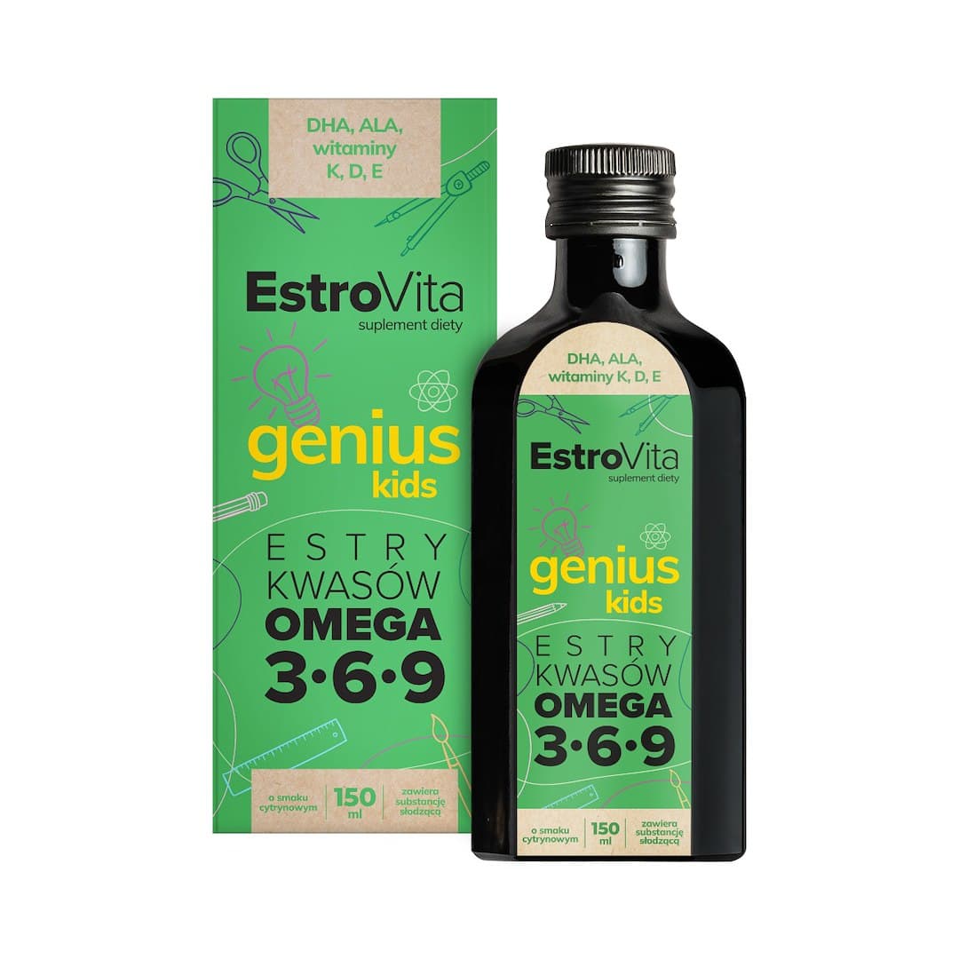 Estrovita Genius kids met citroensmaak 150 ml – Estrovita verpakking