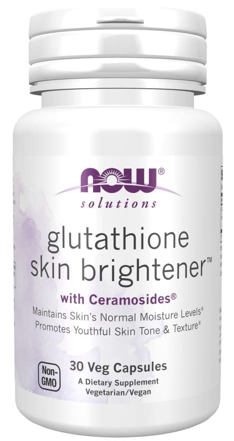 NOW Foods Glutathione Skin Brightener 250 mg - 30 vegetabiliska kapslar – NOW Foods förpackning