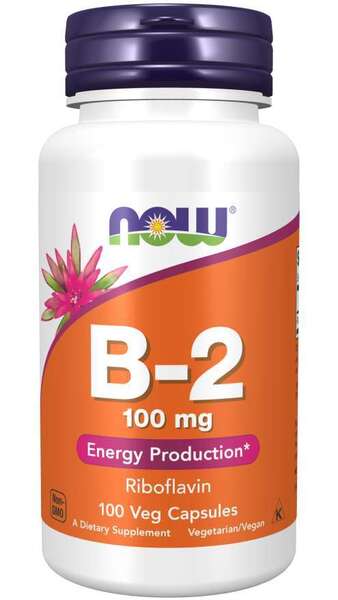 NOW Foods - Vitamin B-2 Riboflavin 100mg kapslar – NOW Foods förpackning