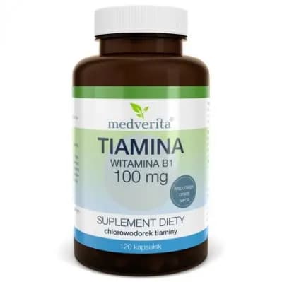 Medverita Tiamina (wit. B1) 100 mg 120 kapslar – Medverita embalagem