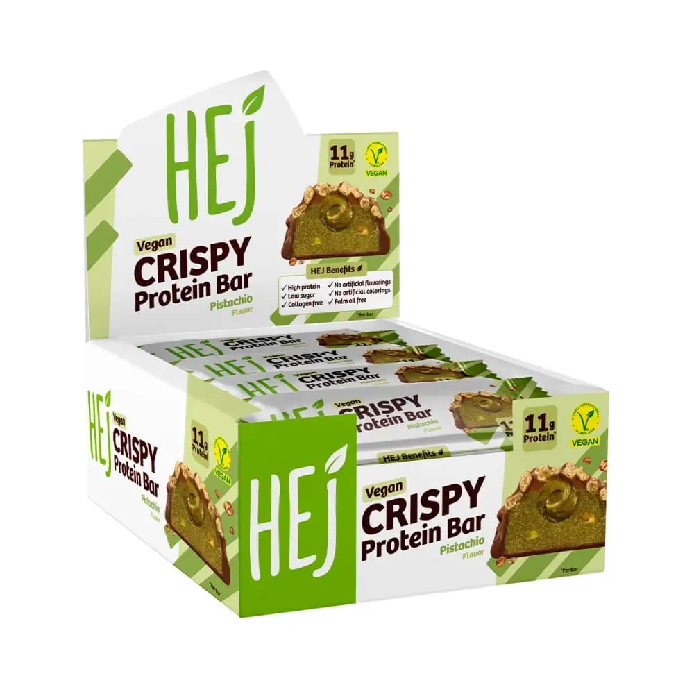 HEJ Natural Crispy Vegan Protein Bar – HEJ Natural förpackning