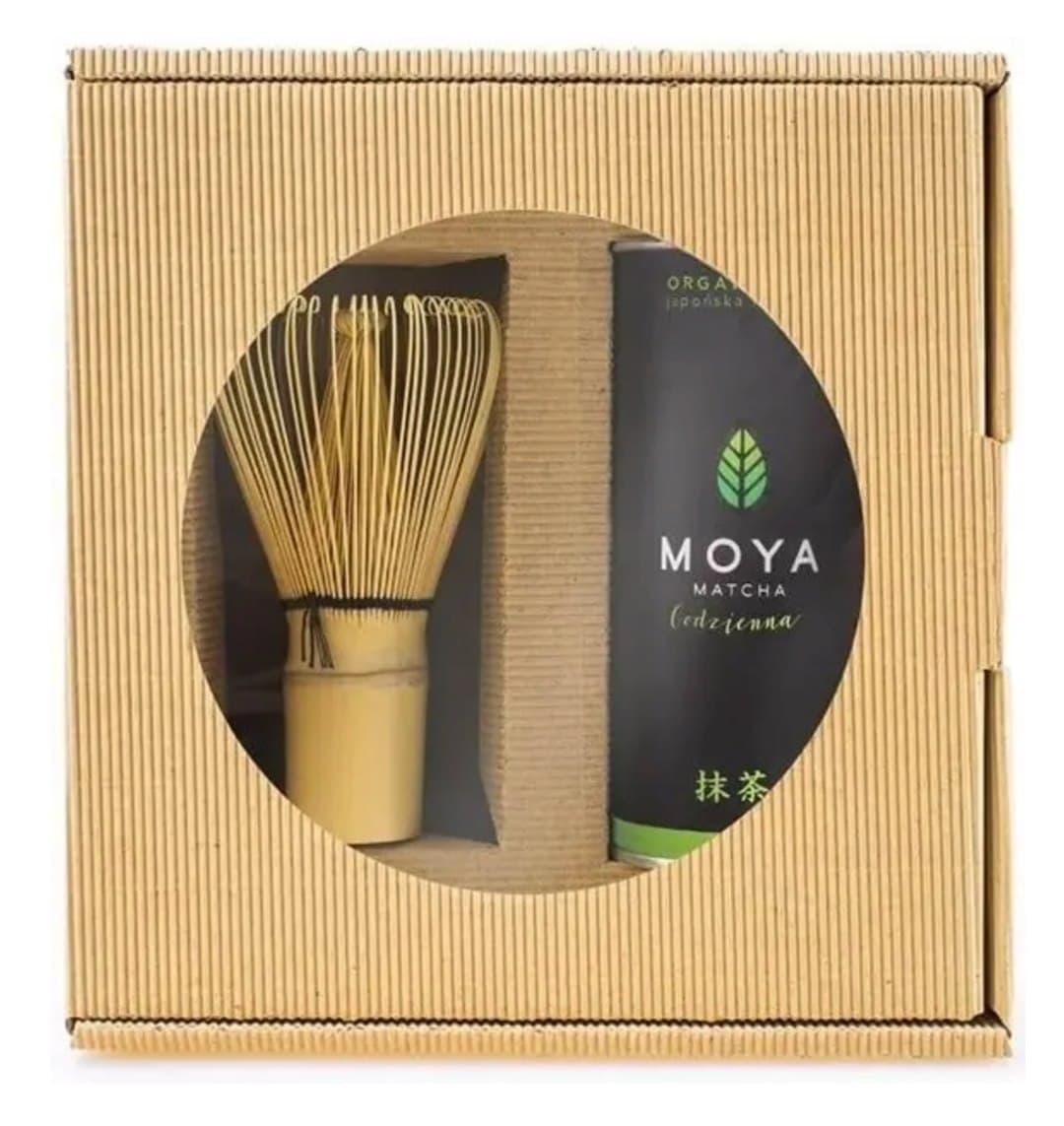 Moya Matcha Daily Japanese Matcha Set 30g + Bamboo Chasen Whisk – Moya Matcha packaging