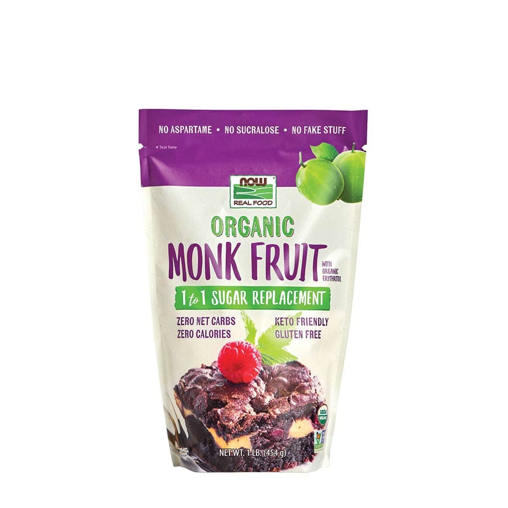 Now Foods Monk Fruit With Erythritol, Organic Powder 454g – NOW Foods packaging