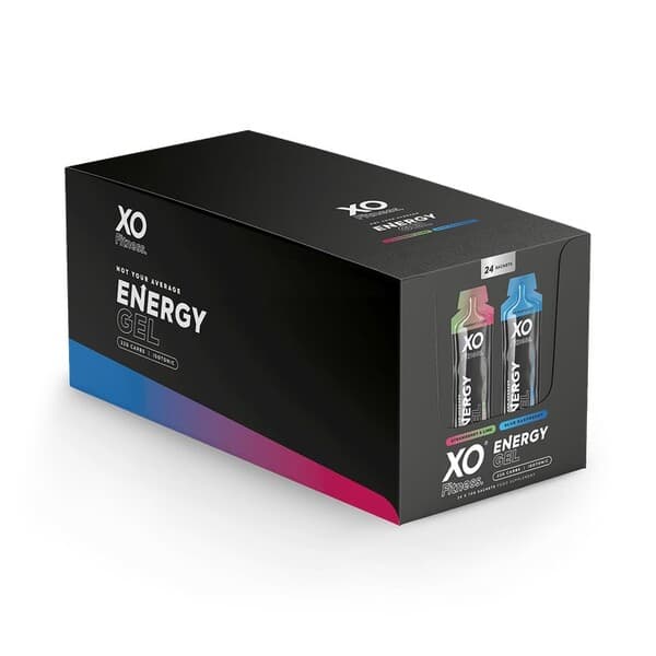 XO - Żel energetyczny, Truskawka Limonka & Niebieski Malina - 24 x 70g – XO opakowanie