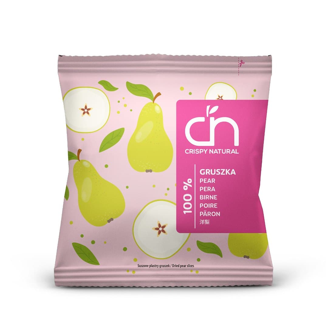 Crispy Natural Dried Pear Slices 18g – Crispy Natural packaging