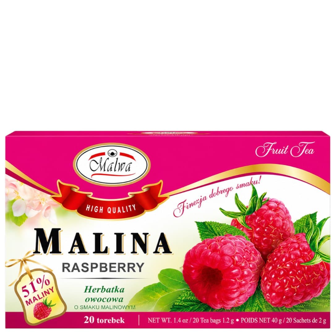 Shahira - Raspberry Tea 20 Sachets 2g – Shahira förpackning