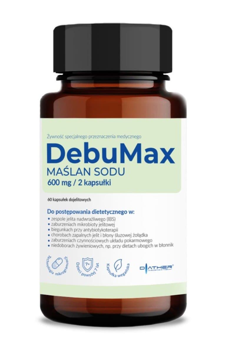 DIATHER - DebuMax Sodium Butyrate - 60 Caps – DIATHER förpackning
