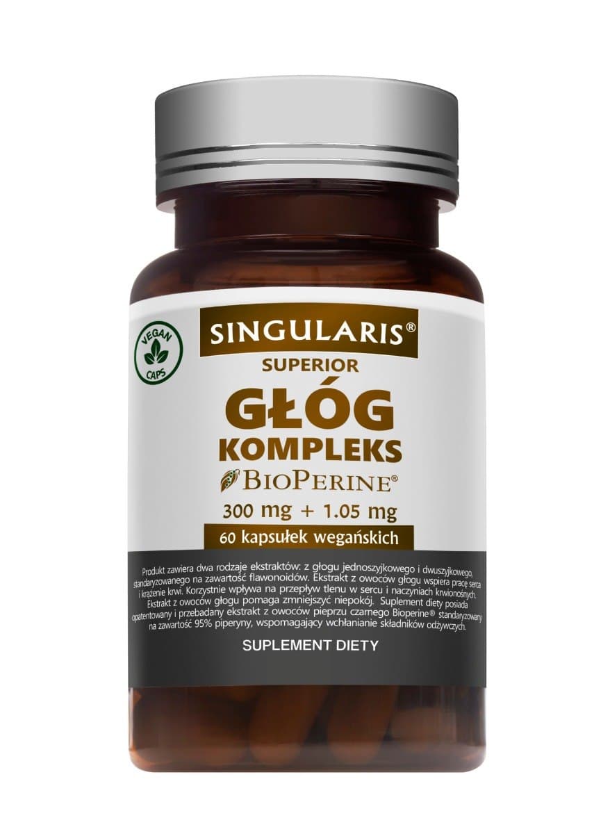 "Singularis Głóg Kompleks 60 cápsulas" – Singularis packaging
